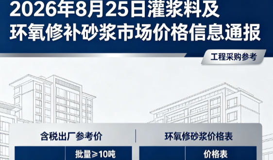赵西垸林场2026年8月25日灌浆料及环氧修补砂浆市场价格信息通报